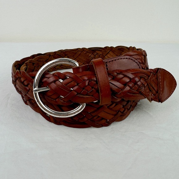 Talbots Accessories - Talbots Vintage Brown Braided Leather Belt